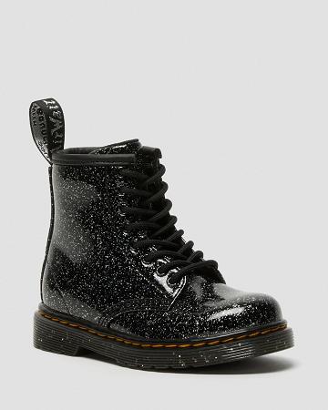 Botas con Cordones Dr Martens Toddler 1460 Glitter Niños Negros | MX 132AHK